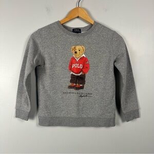 Polo Ralph Lauren Grey Red Sweatshirt Teddy Bear Boys Sweatshirt size 7